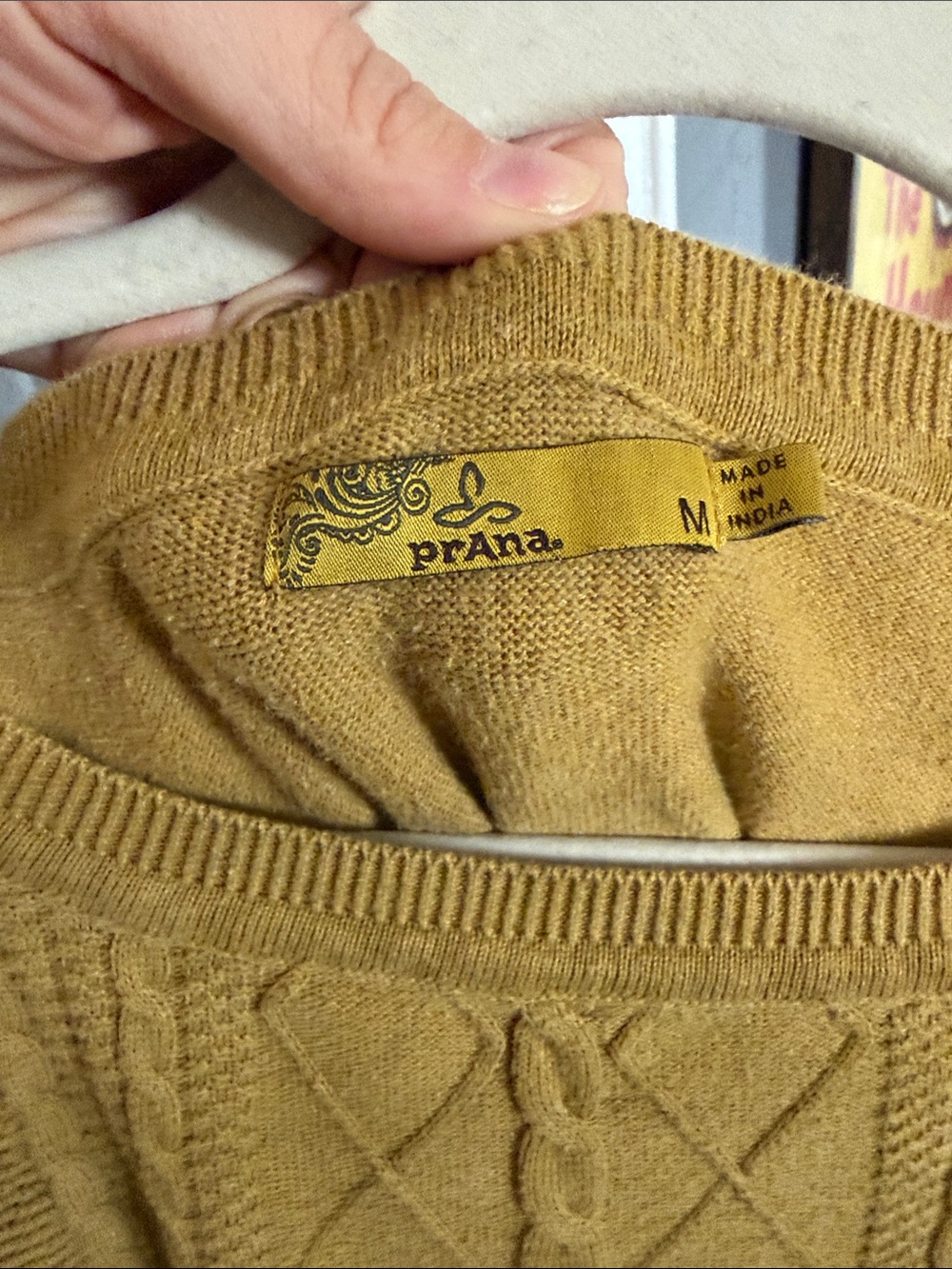 Prana Golden Cable Knit Short Sleeve Sweater Size Medium - Picture 3 of 8